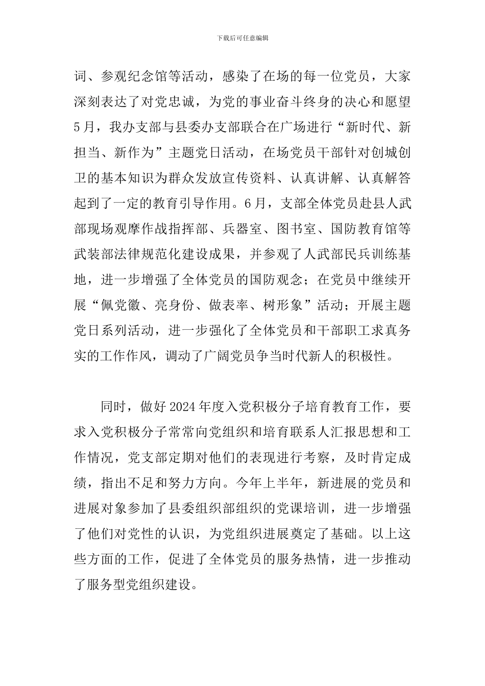 2024年上半年关于支部委员会办公室工作总结范文_第3页