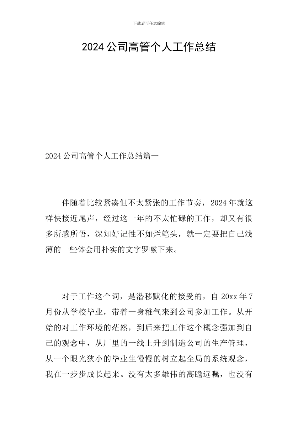 2024公司高管个人工作总结_第1页