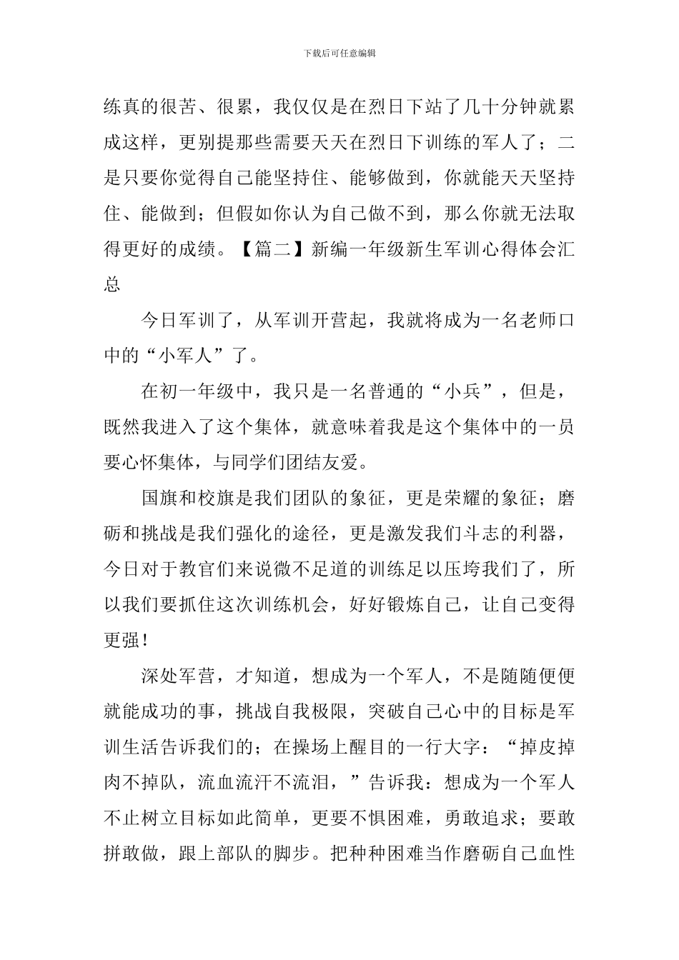 新编一年级新生军训心得体会汇总_第2页