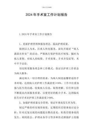 2024年手术室工作计划报告