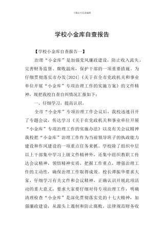 学校小金库自查报告