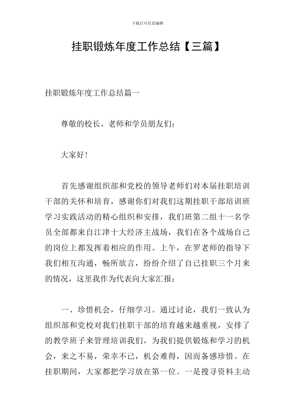 挂职锻炼年度工作总结_第1页