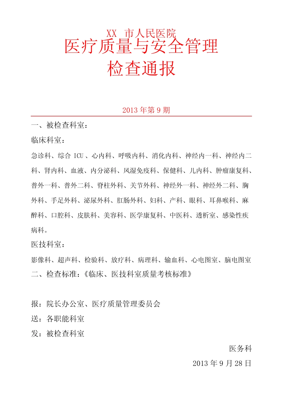 医疗质量与安全管理通报 _第1页