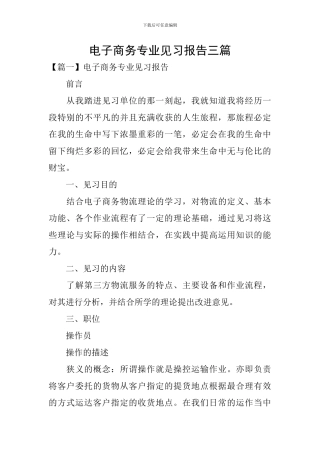 电子商务专业见习报告三篇