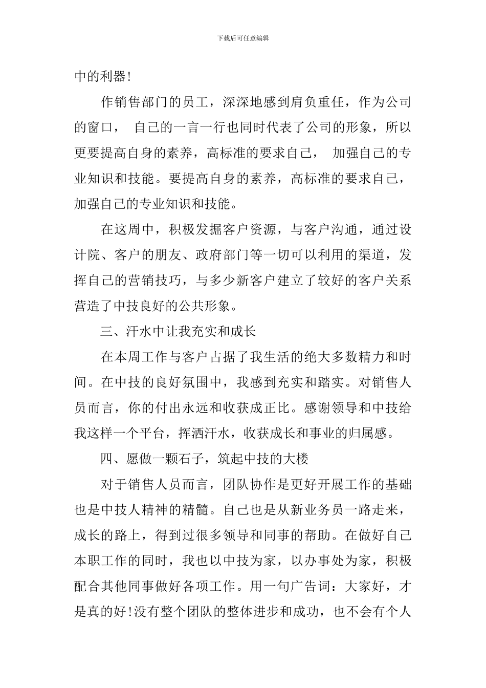 销售新人一周工作总结_第2页