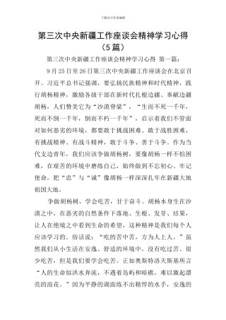 第三次中央新疆工作座谈会精神学习心得