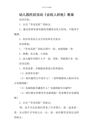 幼儿园托班活动《会咬人的电》教案