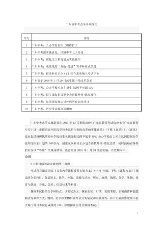 广东省中考改革各项变化 