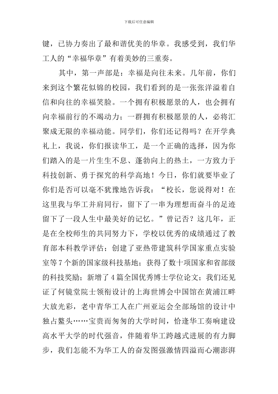 学院毕业典礼发言稿范文_第3页