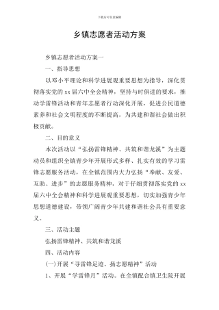 乡镇志愿者活动方案