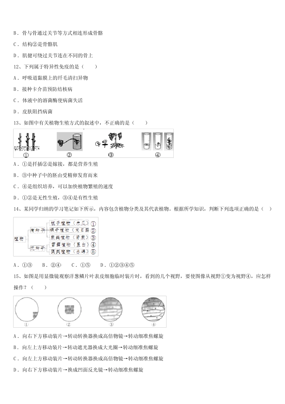 届河北石家庄市新华区第四十考四模生物试题含解析及点睛 _第3页