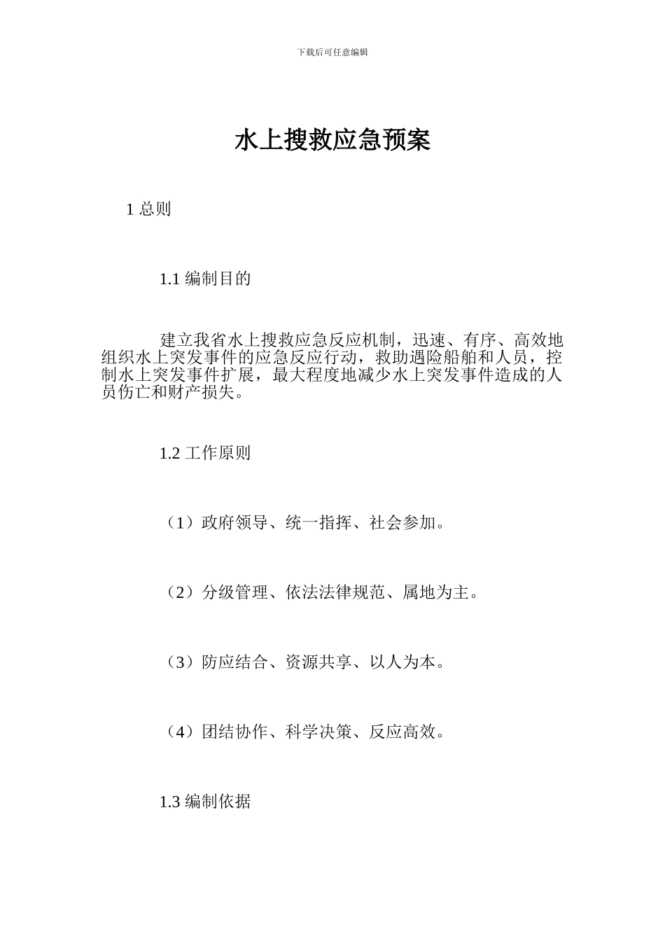 水上搜救应急预案_第1页