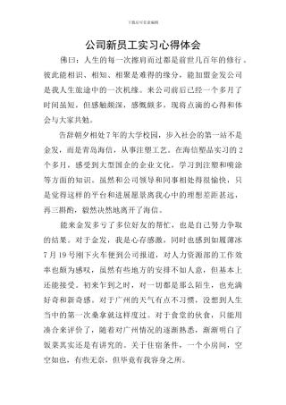 公司新员工实习心得体会