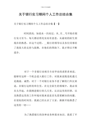 关于银行实习期间个人工作总结合集