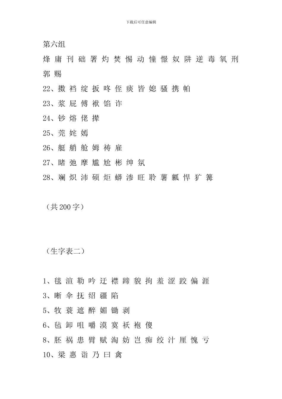 人教版小学五年级语文下册生字表汇总_第2页