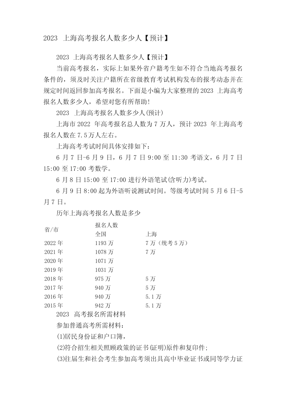 2023上海高考报名人数多少人【预计】 _第1页