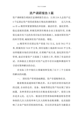 资产调研报告3篇