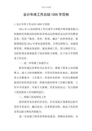 会计年终工作总结1000字范例