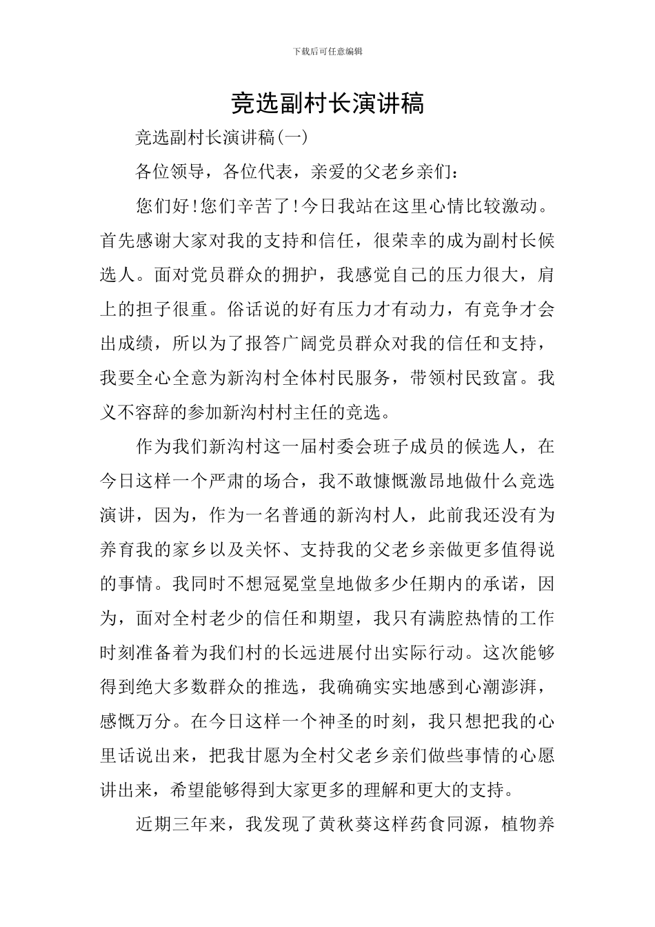 竞选副村长演讲稿_第1页