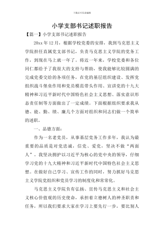 小学支部书记述职报告