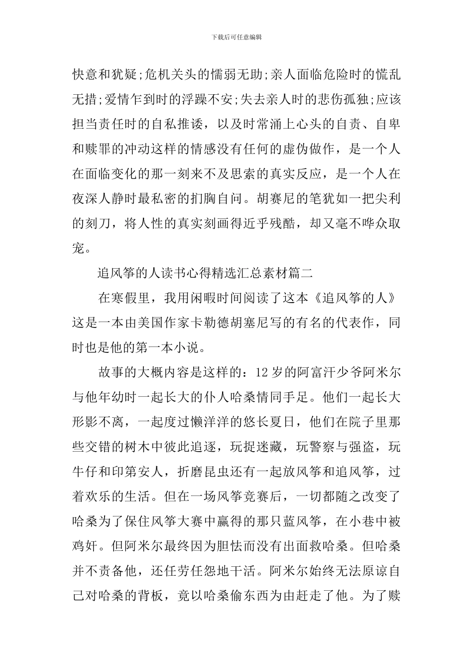 追风筝的人读书心得精选汇总素材_第2页