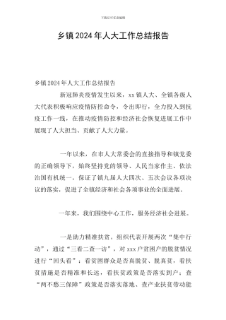 乡镇2024年人大工作总结报告