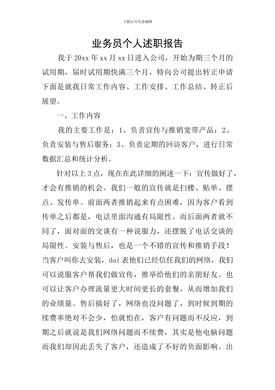 业务员个人述职报告_第1页