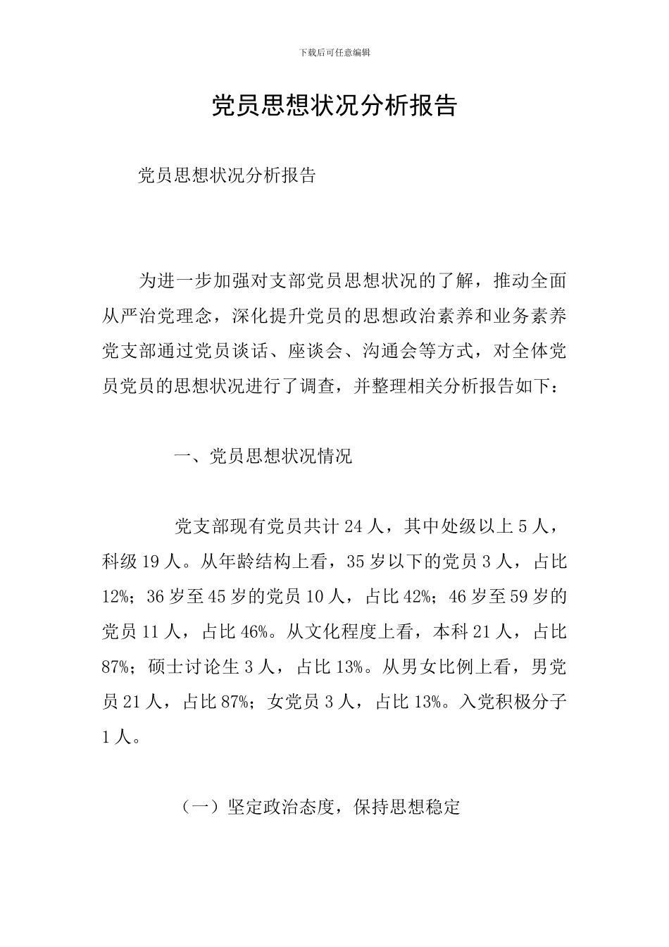 党员思想状况分析报告_第1页