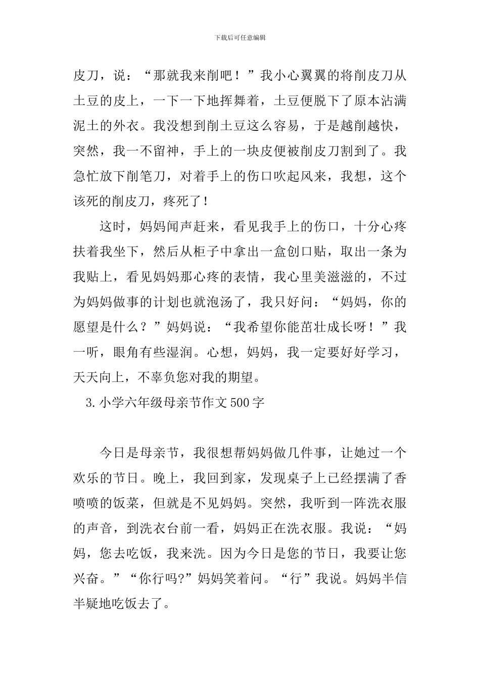 小学六年级母亲节作文500字_第3页