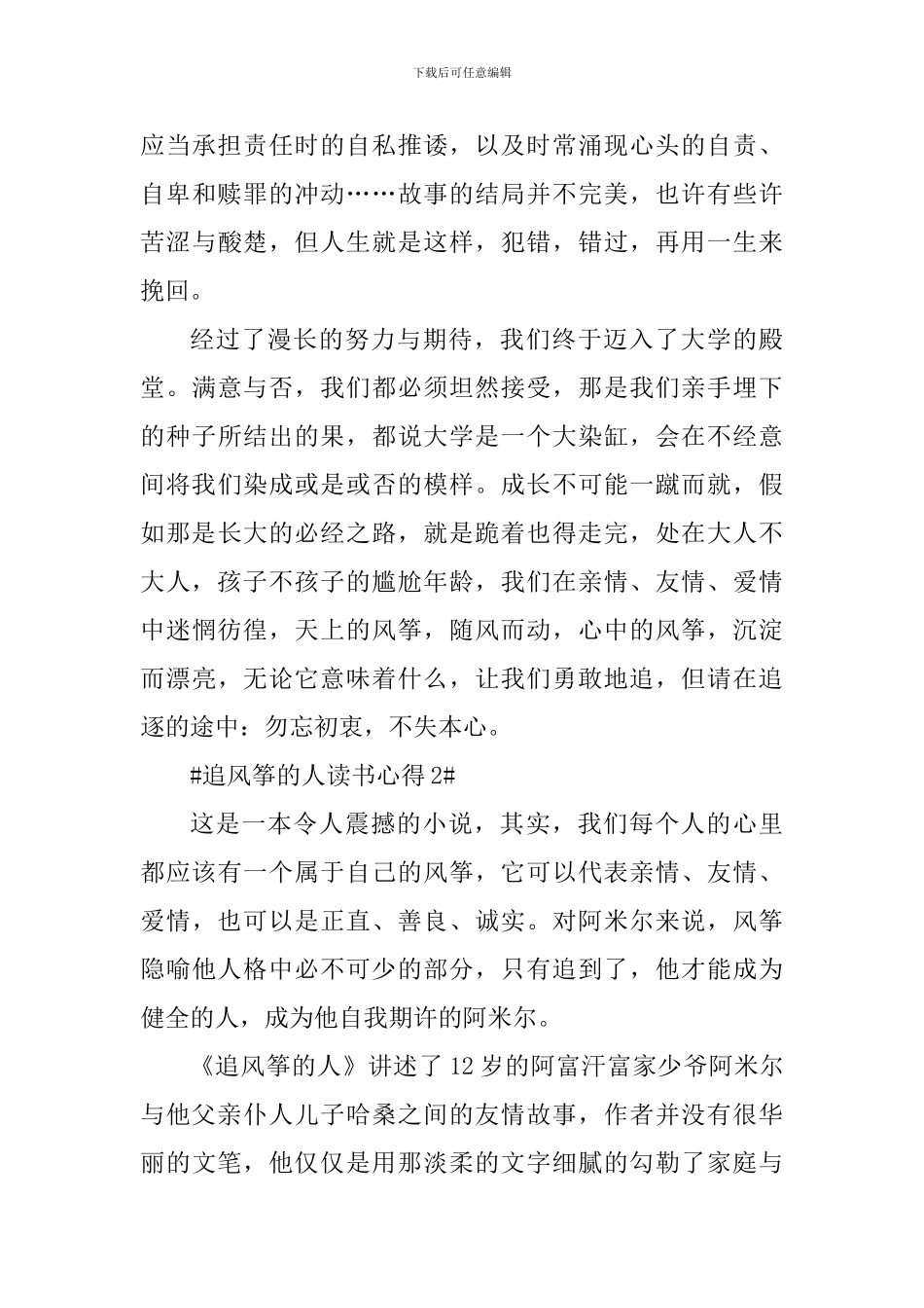 追风筝的人1000字读书心得范文_第3页
