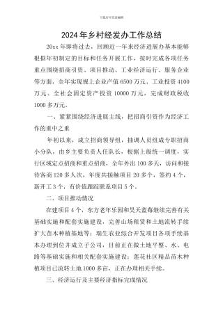 2024年乡村经发办工作总结