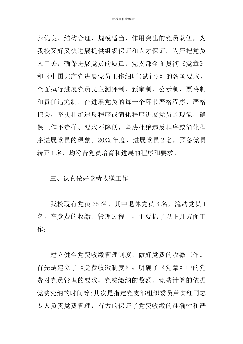 支部年度工作总结范例2024_第3页