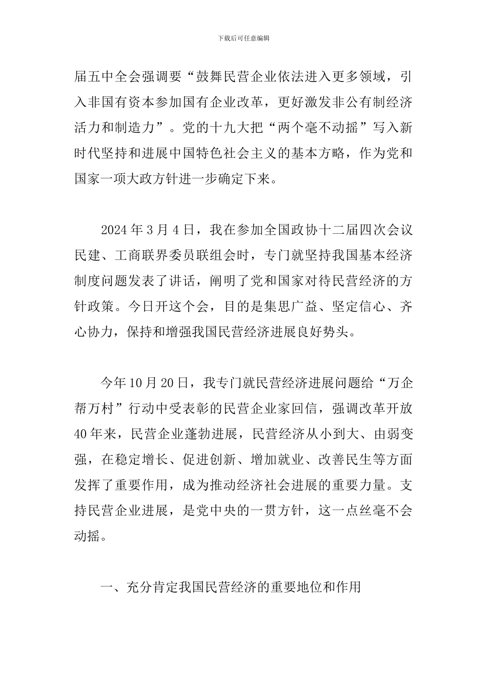 民营企业座谈会发言稿_第3页