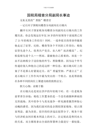 国税局稽查分局副局长事迹