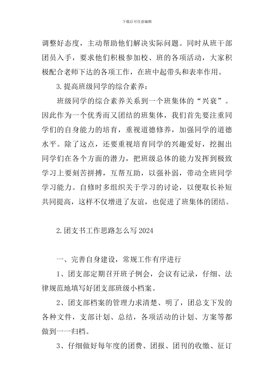 团支书工作思路怎么写2024_第2页