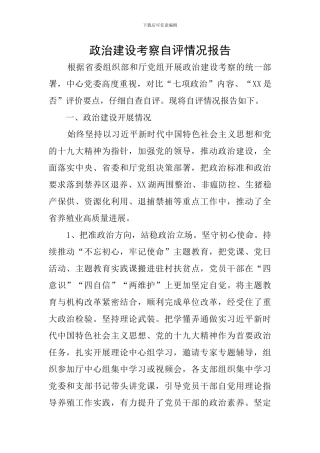 政治建设考察自评情况报告
