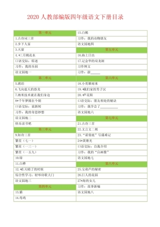 2020人教版部编本小学语文四年级下册名师期末测试卷(有答案)