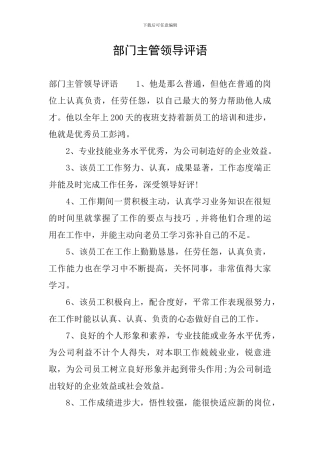 部门主管领导评语