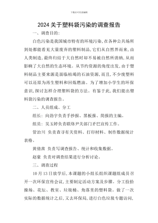 2024关于塑料袋污染的调查报告