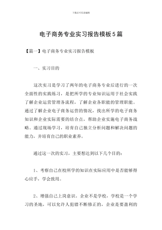 电子商务专业实习报告模板5篇