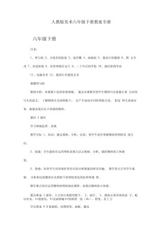 (精)人教版美术六年级下册教案全册 