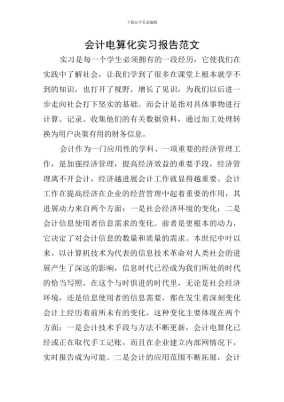 会计电算化实习报告范文