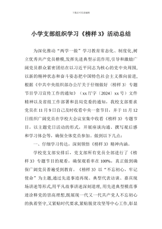 小学支部组织学习《榜样3》活动总结