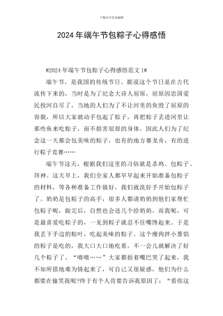 2024年端午节包粽子心得感悟