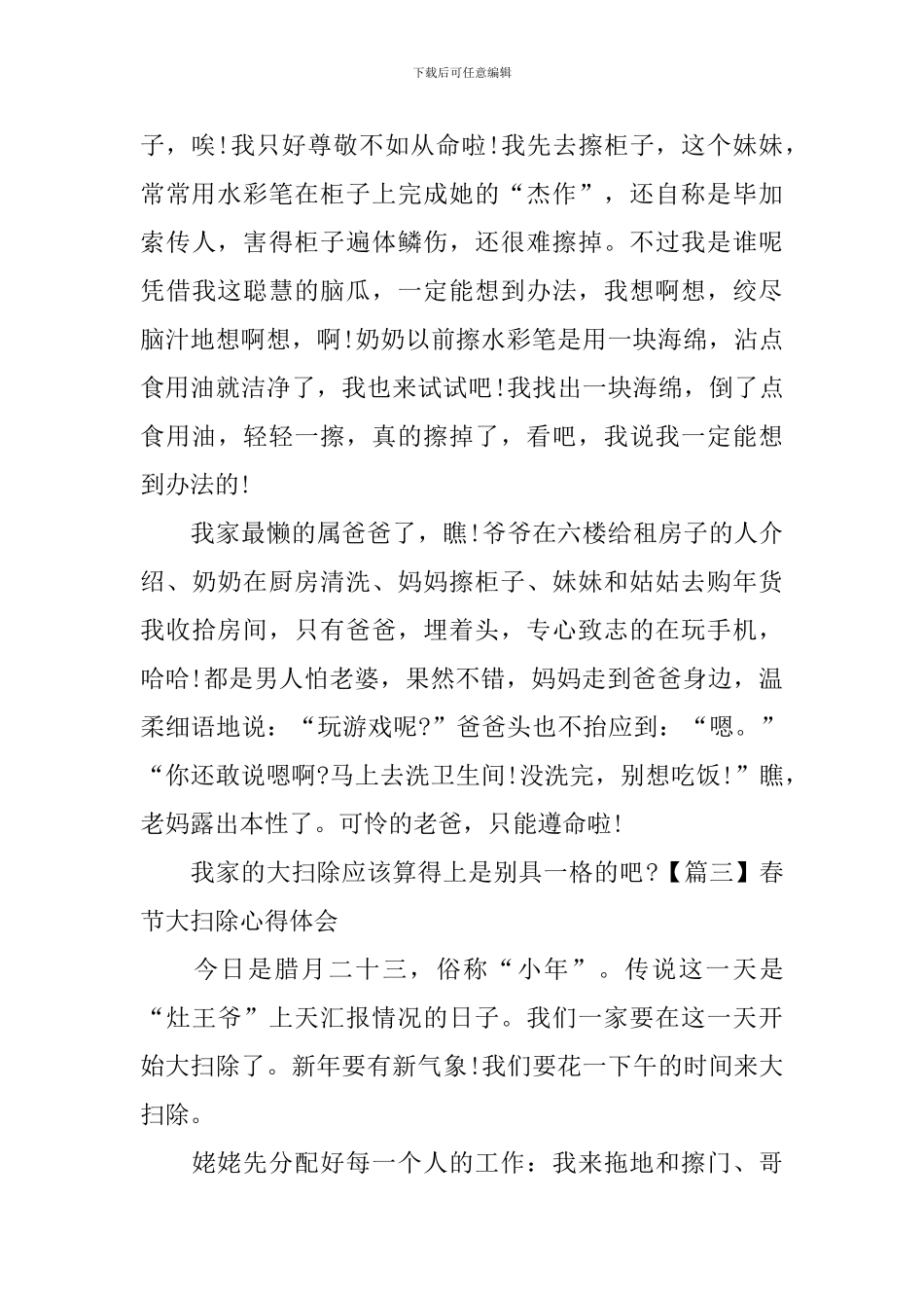 春节大扫除心得体会_第3页