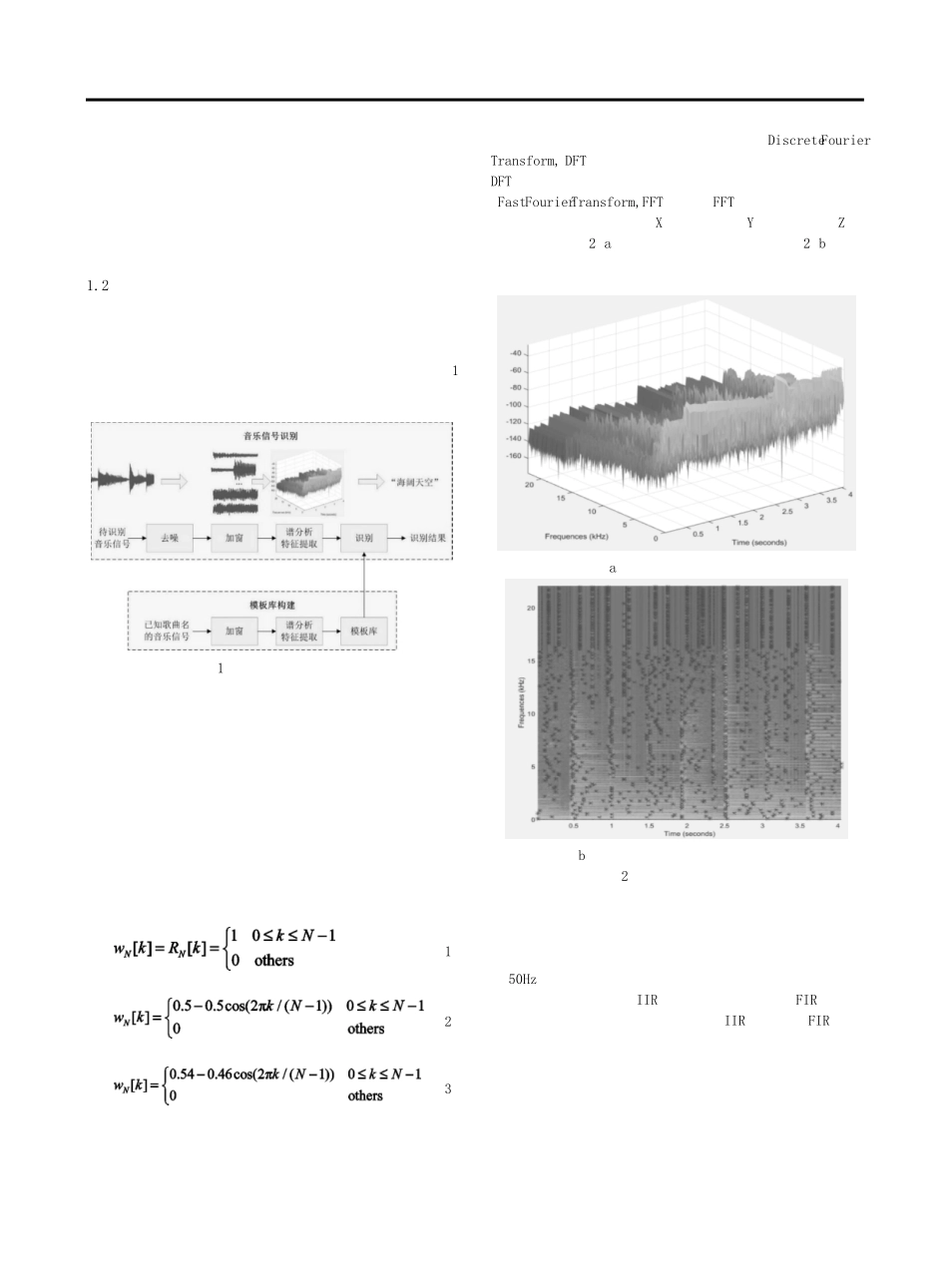 数字信号处理“听音识曲系统”综合实验设计 _第2页