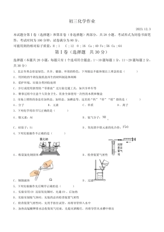 2024学年九年级上学期12月月考化学试题(含答案) 