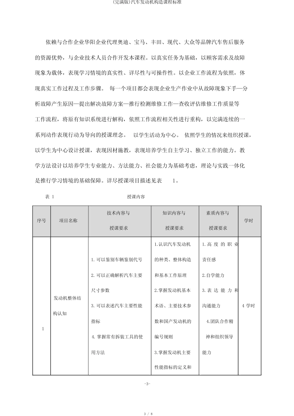 (完整版)汽车发动机构造课程标准 _第3页