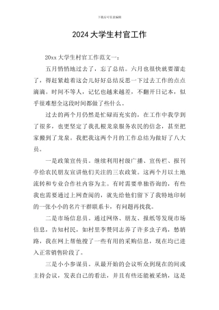 2024大学生村官工作
