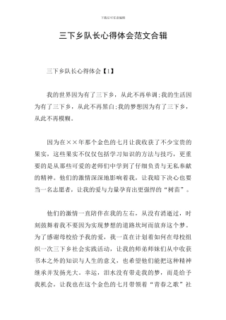 三下乡队长心得体会范文合辑